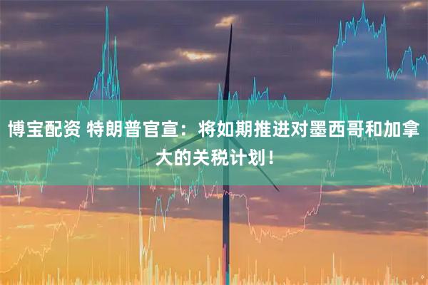 博寶配資 特朗普官宣：將如期推進對墨西哥和加拿大的關稅計劃！